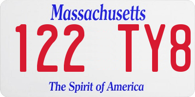 MA license plate 122TY8