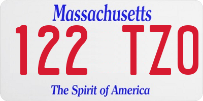 MA license plate 122TZ0