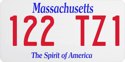 MA license plate 122TZ1