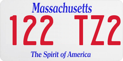 MA license plate 122TZ2