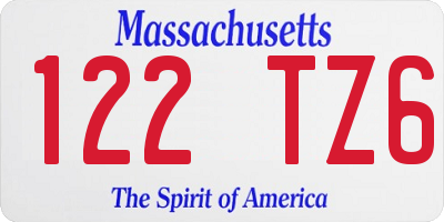 MA license plate 122TZ6
