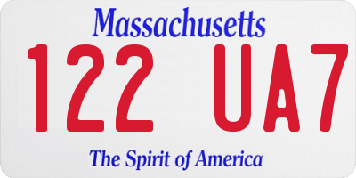 MA license plate 122UA7