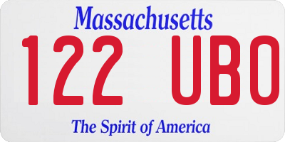 MA license plate 122UB0