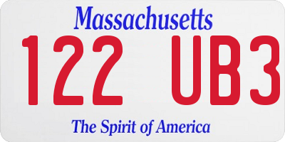 MA license plate 122UB3
