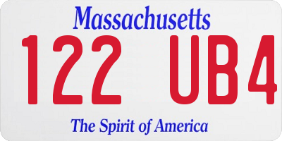 MA license plate 122UB4
