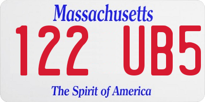 MA license plate 122UB5