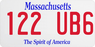 MA license plate 122UB6