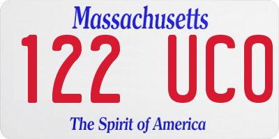 MA license plate 122UC0
