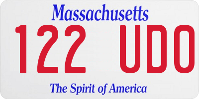 MA license plate 122UD0