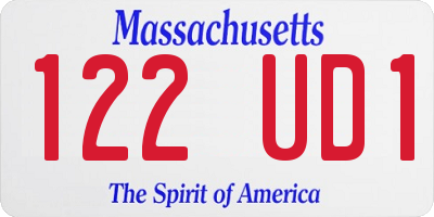 MA license plate 122UD1
