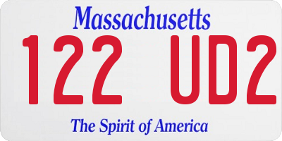 MA license plate 122UD2