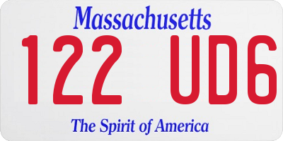 MA license plate 122UD6