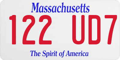 MA license plate 122UD7