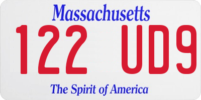 MA license plate 122UD9