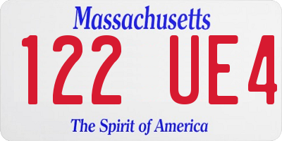 MA license plate 122UE4