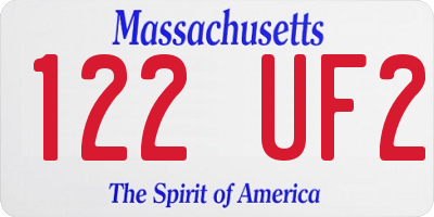 MA license plate 122UF2
