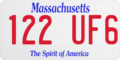 MA license plate 122UF6