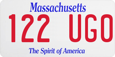 MA license plate 122UG0