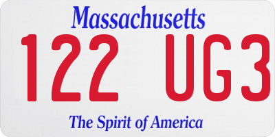 MA license plate 122UG3