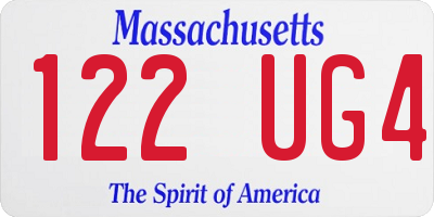 MA license plate 122UG4