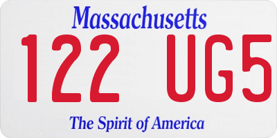 MA license plate 122UG5