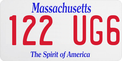 MA license plate 122UG6