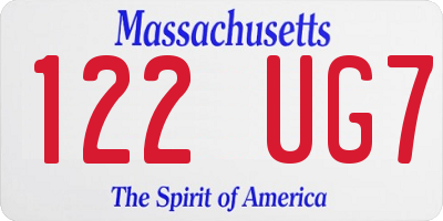 MA license plate 122UG7