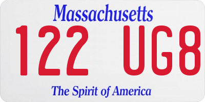 MA license plate 122UG8