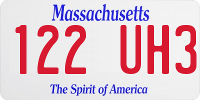 MA license plate 122UH3