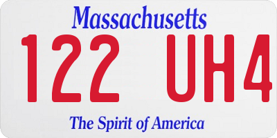 MA license plate 122UH4