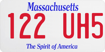 MA license plate 122UH5