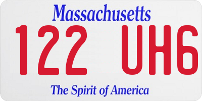 MA license plate 122UH6
