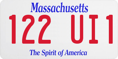 MA license plate 122UI1