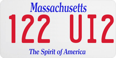 MA license plate 122UI2