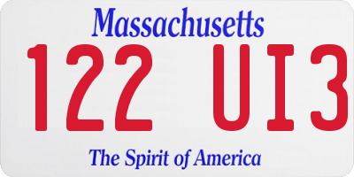 MA license plate 122UI3