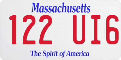 MA license plate 122UI6