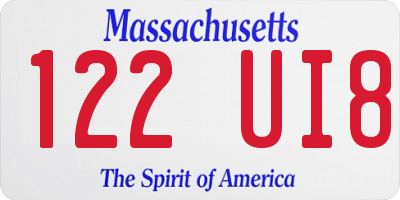 MA license plate 122UI8