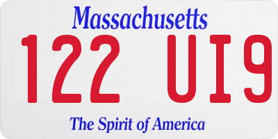 MA license plate 122UI9