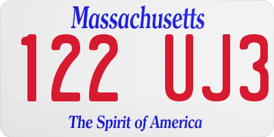 MA license plate 122UJ3
