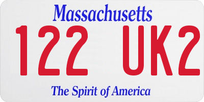 MA license plate 122UK2