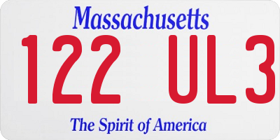 MA license plate 122UL3