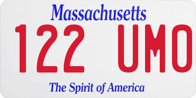 MA license plate 122UM0