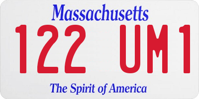 MA license plate 122UM1