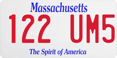 MA license plate 122UM5