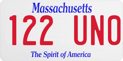 MA license plate 122UN0