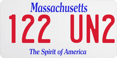 MA license plate 122UN2