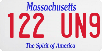 MA license plate 122UN9