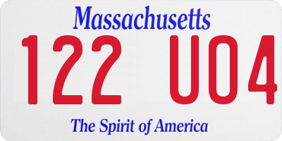 MA license plate 122UO4