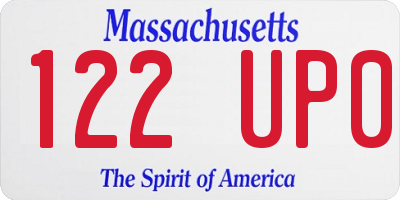 MA license plate 122UP0