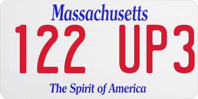 MA license plate 122UP3